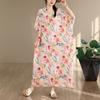 DIMANAF New 2026 Women Plus Size Summer Casual Loose Long Dress Cotton Oversize Maxi Floral Print Beach Sundress