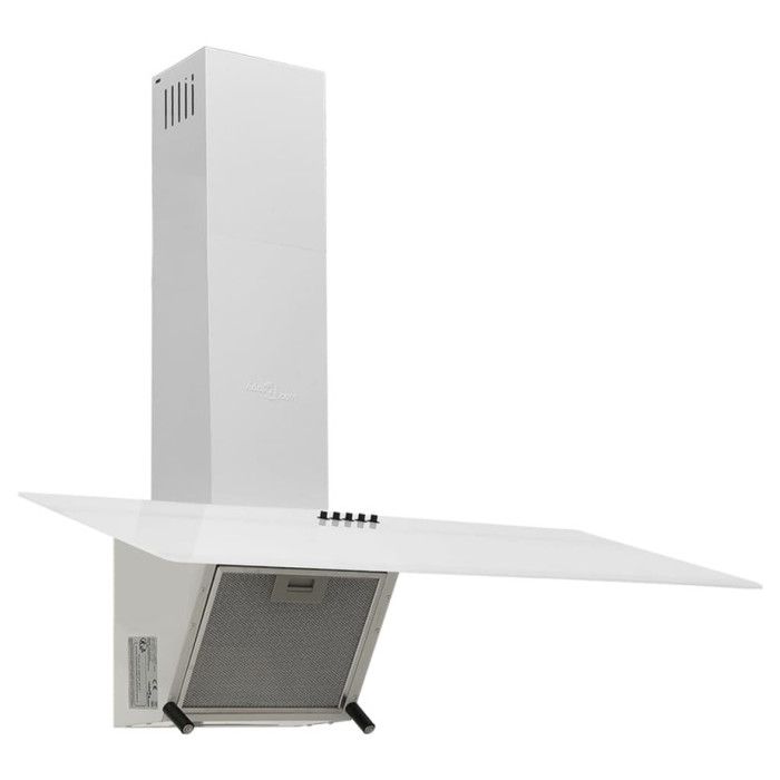 Wall-mounted Hood - Steel and Tempered Glass - 90 Cm - White - 3 Speeds - LED Light