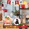 Christmas Farm Layered Tray Decors Set Farmhouse Wood Decorative Ornaments Country Tray Tiered Decorations New Year Gift