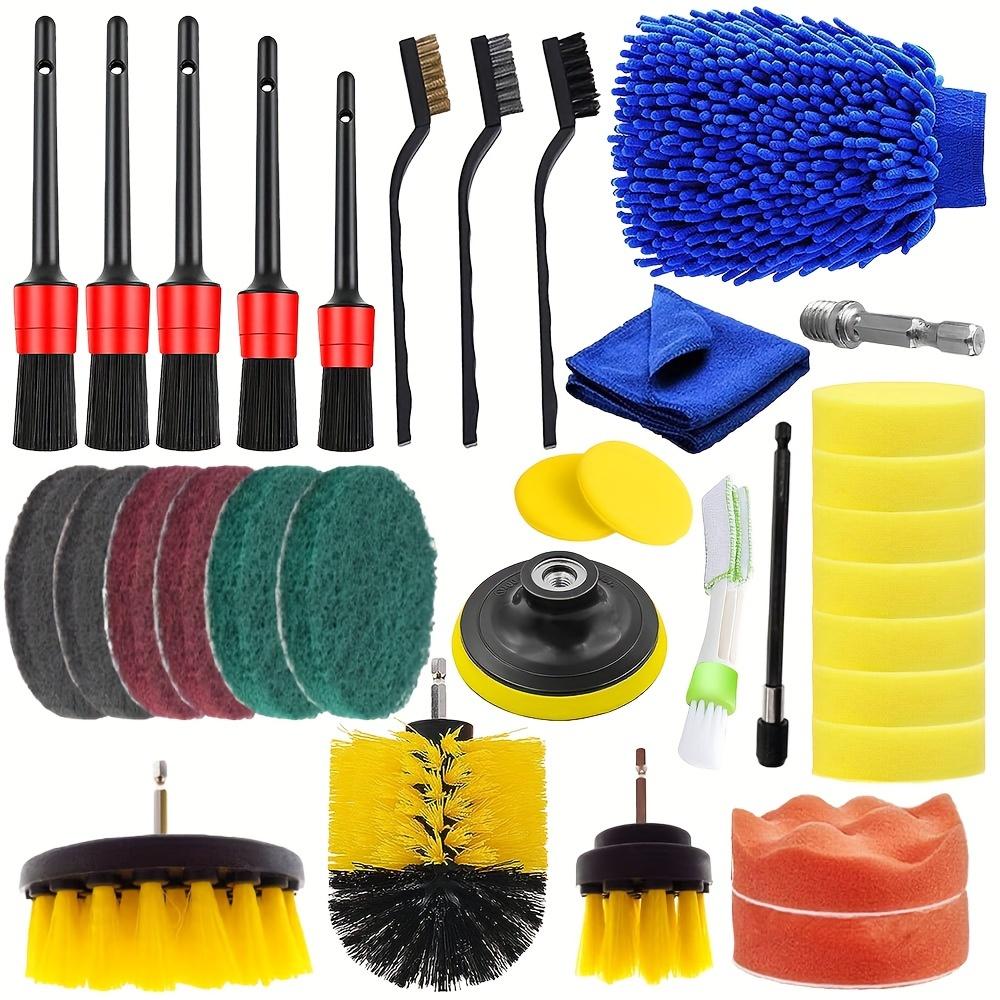 26 Pcs Set Car Cleaning Kit Interior Exterior Auto Detailing Wash Drill Brush Engine