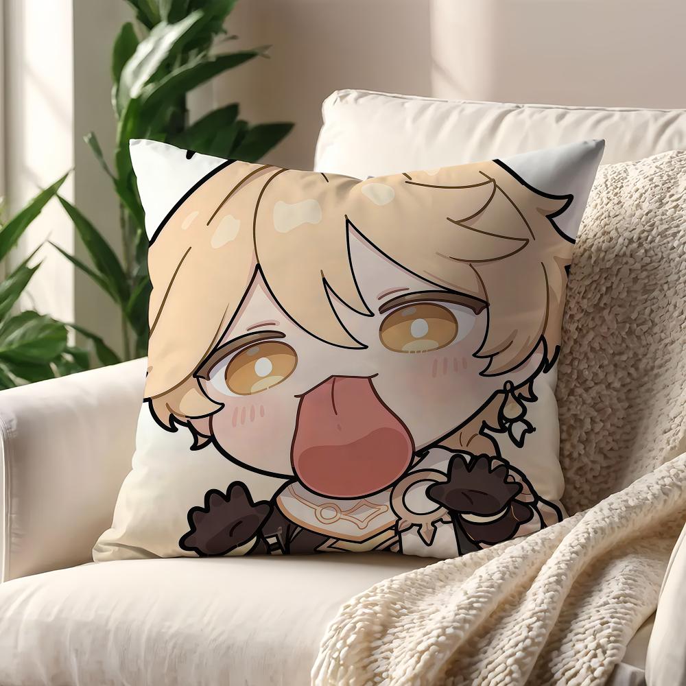 Kawaii Chibi Genshin Impact Characters cushion cover For Pillow Printing Sofa Decoration Home Car Room Office Nordic Simplicity