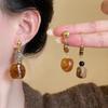 Maillard Design Minimalist Round Tiger Eye Stone Pendant Stud Earrings for Gothic Girls New Accessories Fashion Jewelry