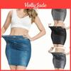 Stretch Faux Womens Soft Denim Casual Seamless Elastic High Waist Mini Skirts