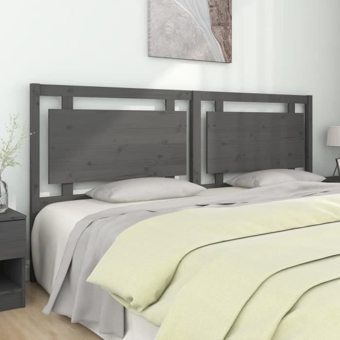 VidaXL Headboard Grey 205.5x4x100 Cm Solid Pine Wood 817962
