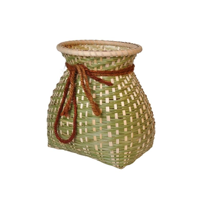 

Handwoven Bamboos Fishing Basket and Flower Vases Traditional for Outdoor Lover and Home Decoration S