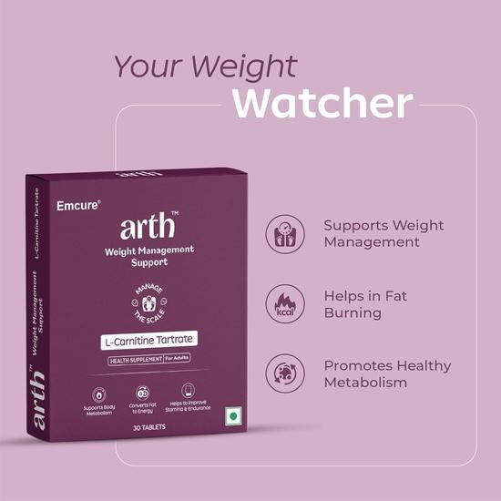 Arth Weight Management | Weight Management Supplement with L-Carnitine Tartrate 1500 Mg | 30 Veg Weight Management Tablet for Men and Women