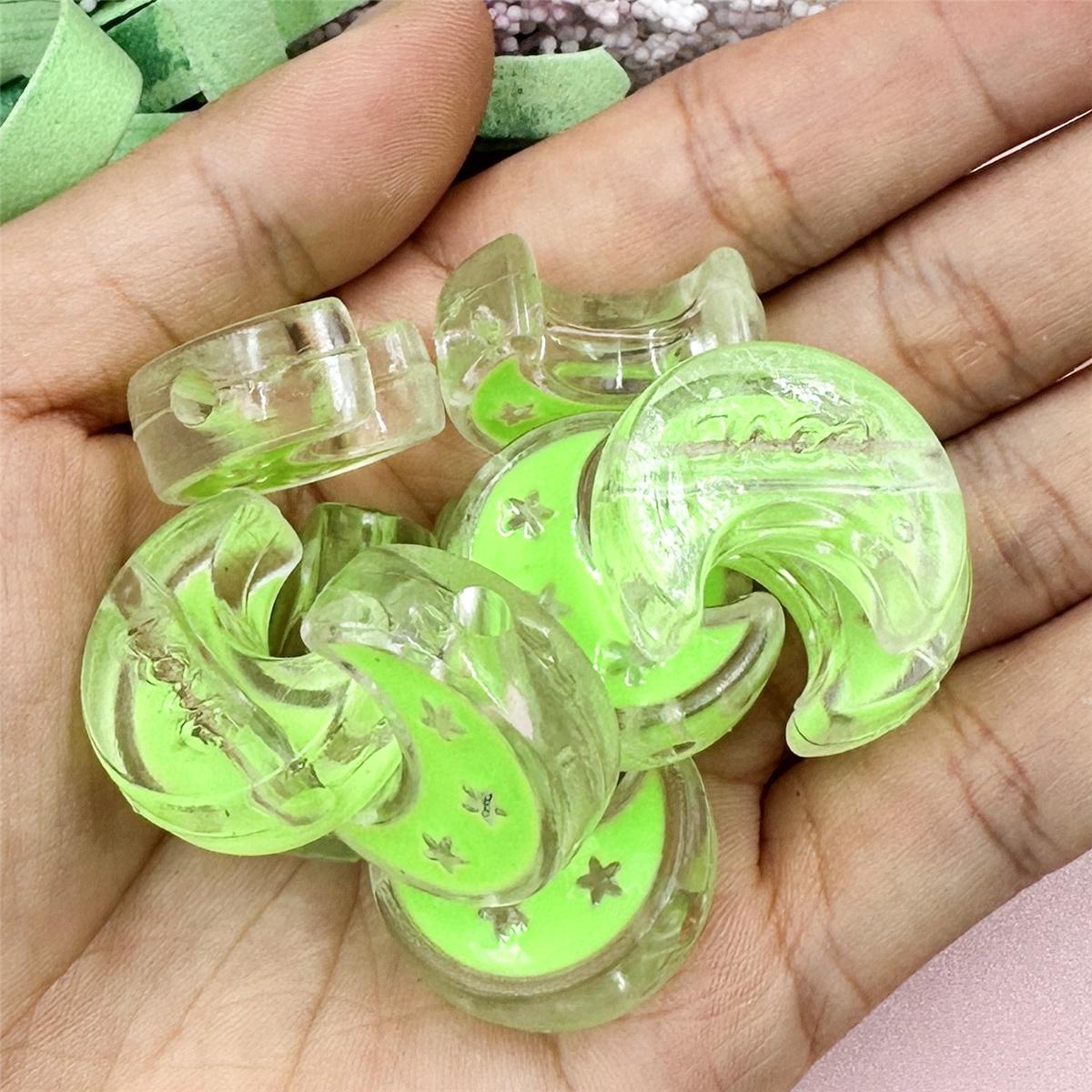 

10 шт. 20,8*24,8 мм акриловые прозрачные изогнутые лунные звезды свободные бусины DIY цепочка для мобильного телефона ювелирные аксессуары зелёный