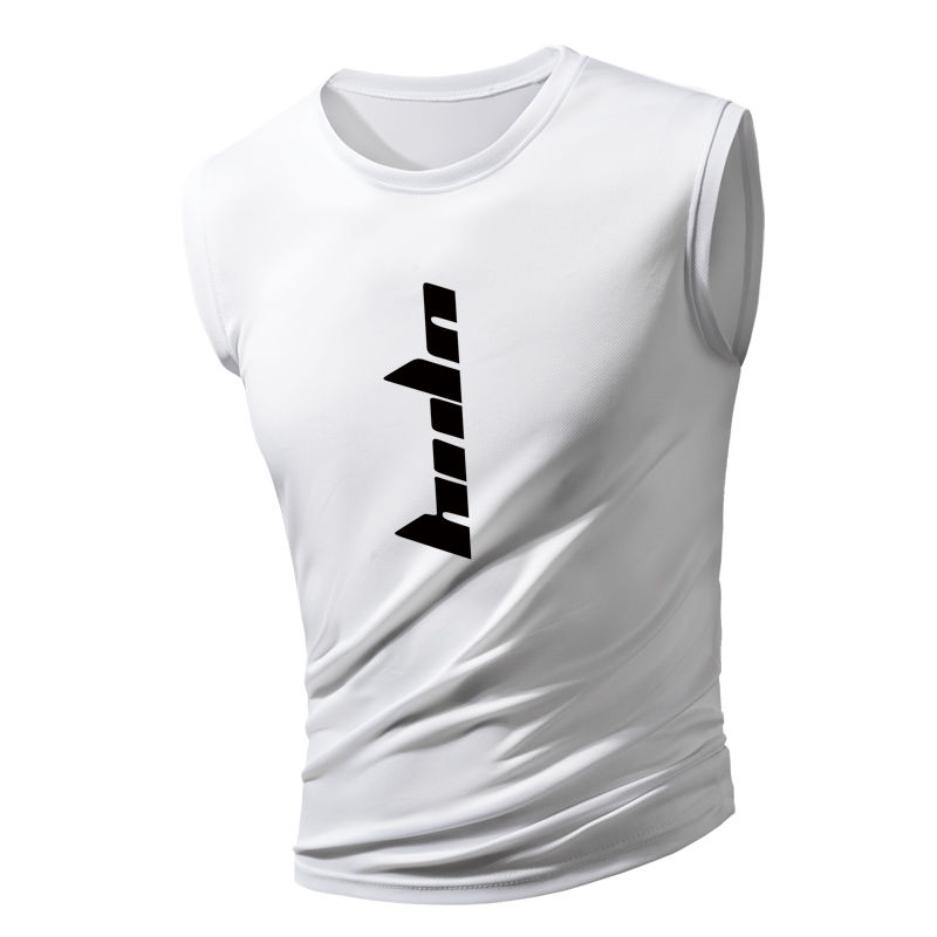 

Мужская футболка без рукавов, быстросохнущая одежда из ледяного шелка, свободный баскетбольный жилет с короткими рукавами, летний спортивный жилет для мужчин M
