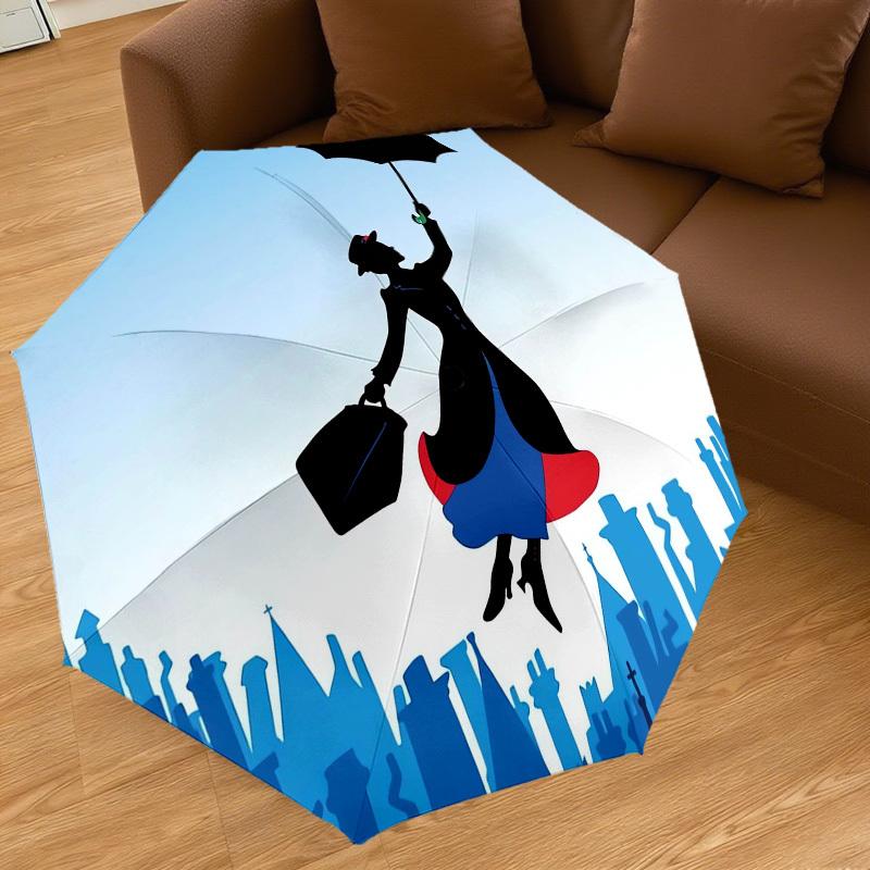 1PC Mary Poppins Flying Umbrella-8-Rib Reinforced, Automatic Open, Lightweight & Durable, Cute Fashion Accessory for Outdoor-K1328
