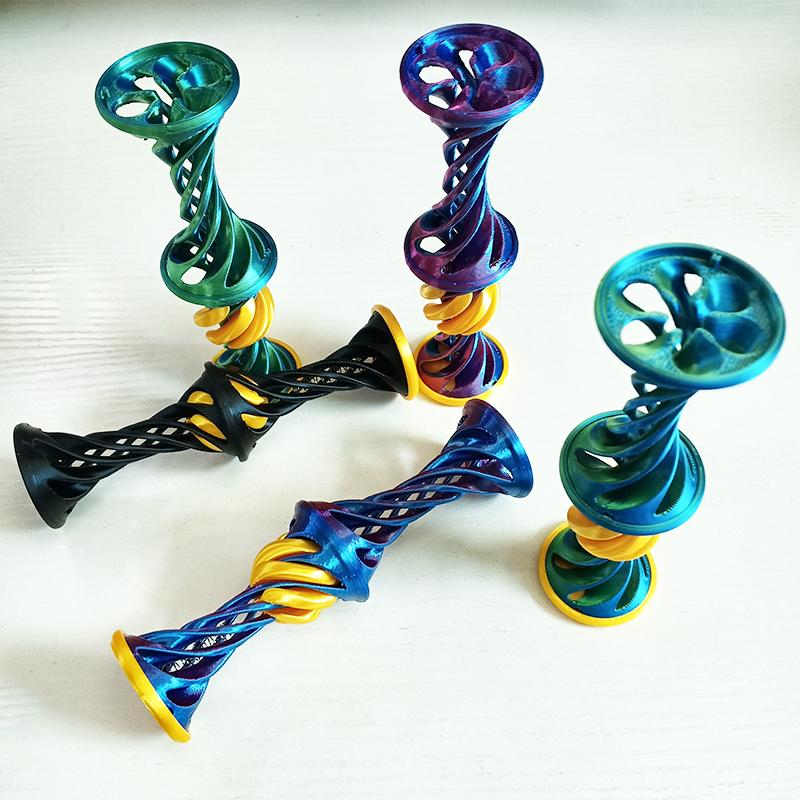 3D Printed Impossible Pyramid Passthrough Fidget Toys Double Layer Helical Tree Diversification Kids Decompression Desk Ornament