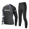 Herren UV-Schutz Rash Guard Set Langarm Oberteil Hose Schnelltrocknend Neoprenanzug Surfen Tauchen Schwimmen