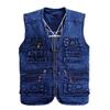 XL-5XL Men’s Cotton Denim Vest Middle-aged Elderly Multi-pocket Design Plus Size Loose Fit Spring Autumn Casual Waistcoat