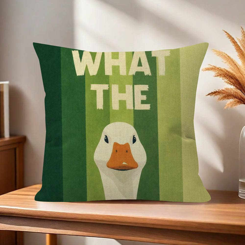 What The Duck Print Art Funny Decorative Room Aesthetics Pillow Case Home Decor Bedroom Sofa Bed Couch Pillow Cover 45x45