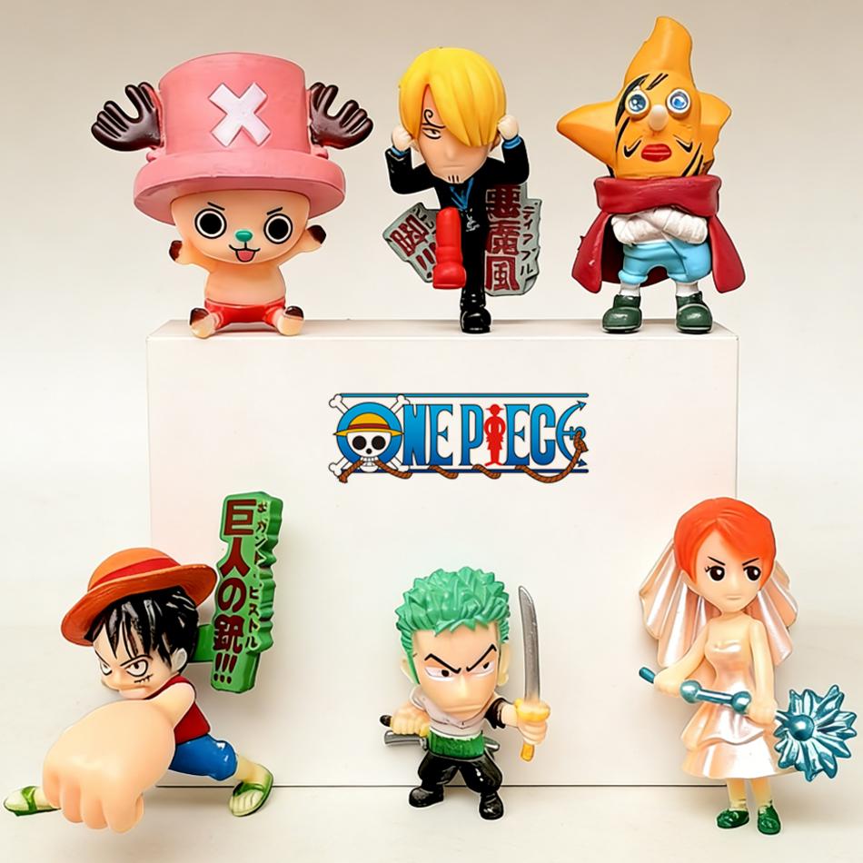 Hot 6Pcs One Piece Monkey D. Luffy Nami Usopp Sanji Chopper Roronoa Zoro Pvc Action Figures Model Dolls Toys Children'S Gifts