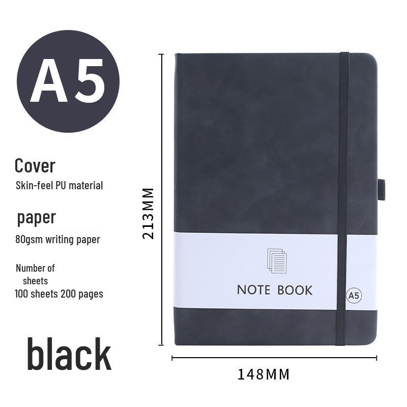 A5/A6 Ribbon Binding Business Notebook with Elastic Band and Customizable Logo