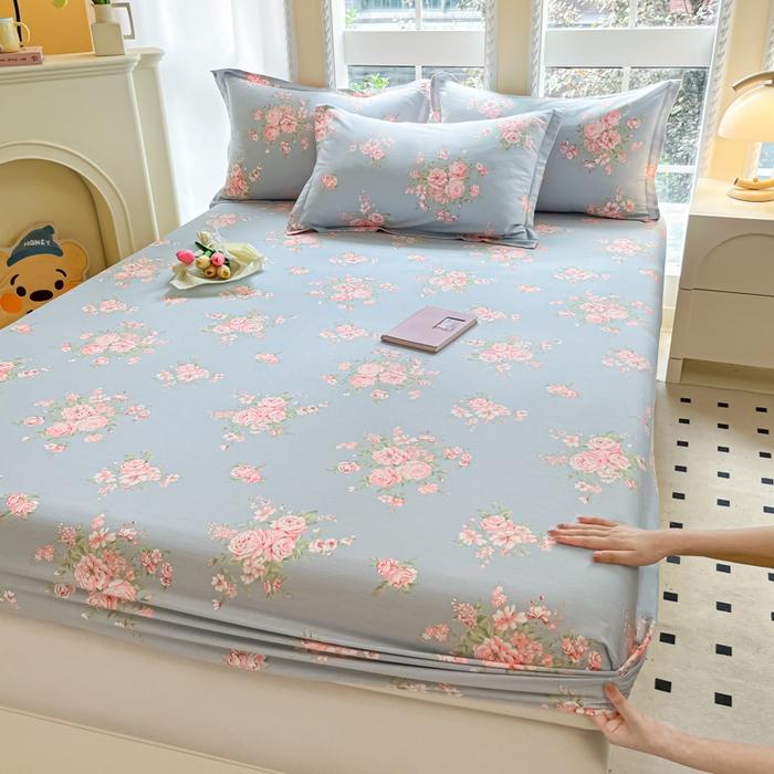 Floral Printed Mattress Cover Cotton Soft Single Queen King Size Bed Sheet Household Bedding No Pillowcase