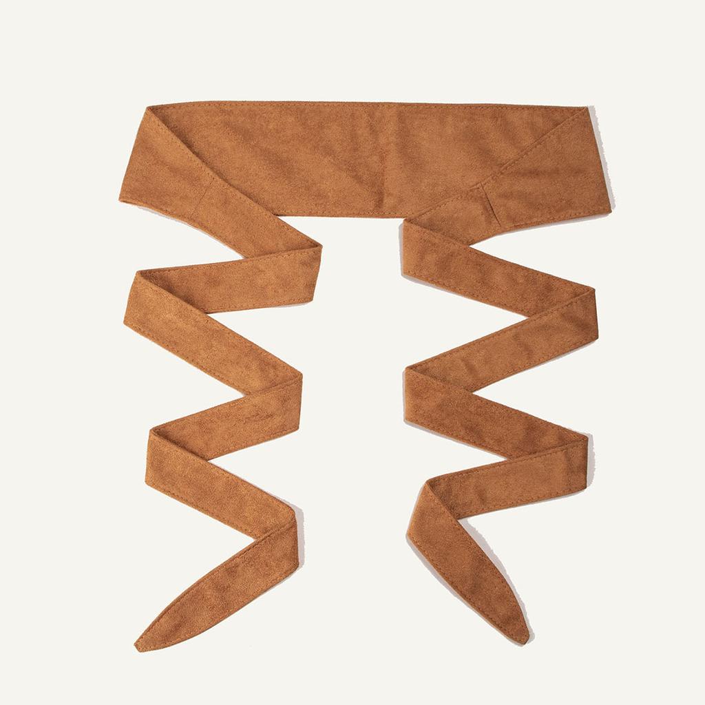 The New Deerskin Suede Bow Waist Belt Is A Versatile Choice for Ladies and Comes with A Suede Ribbon for Autumn and Winter