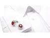Savvas Men's Red Crystal Cufflinks & Women's Oval Glass Cufflinks Set