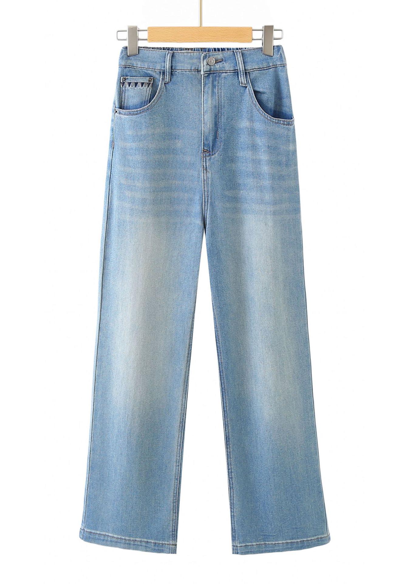 

Plus Size High Waist Stretch Jeans for Spring & Autumn - Extra Wide, Slimming, Cropped Straight Leg 4XL світло-синій колір