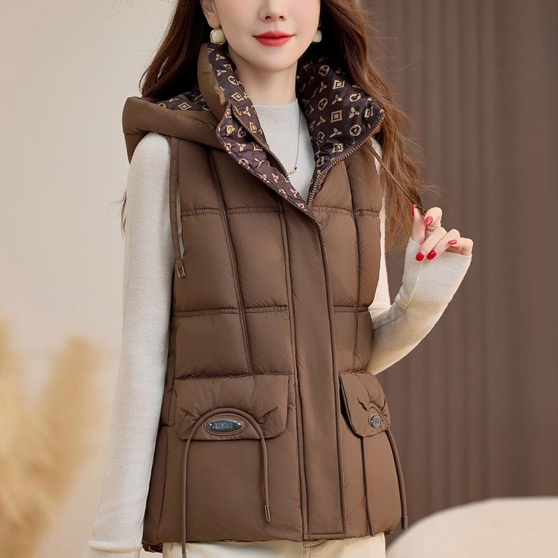Fashion Winter Women's Vest Hooded Can Be Worn On Both Sides Thick Warm Casual Sleeveless Jackets Woman Short Coat