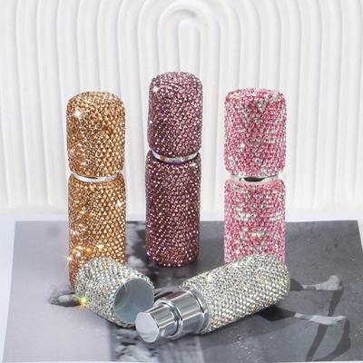 New 10ml Perfume Bottle Full Rhinestone Empty Refillable Bottles Portable Glass Storage Container Makeup Tool