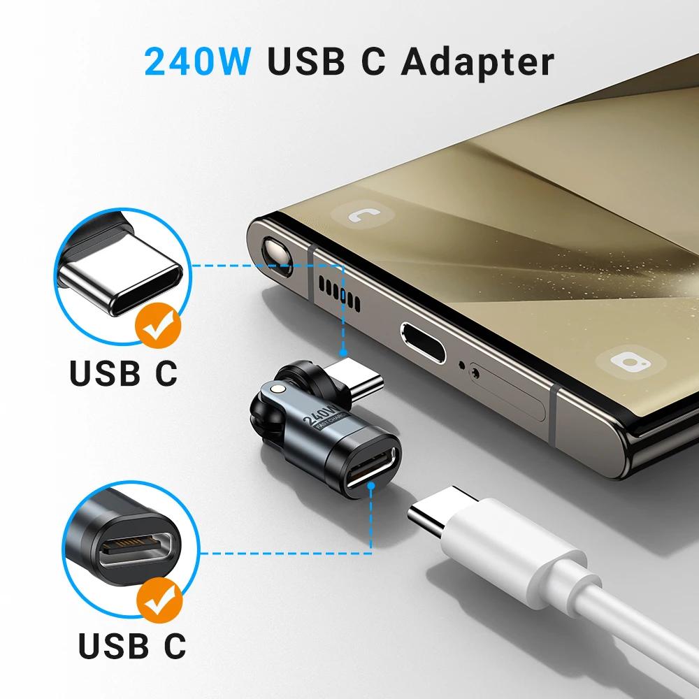 Adaptateur USB C 240W OTG Câble de Charge Rapide Type C Mâle Femelle Convertisseur Haute Vitesse Pour iPhonee16 Macbook Ordinateur Portable iPad