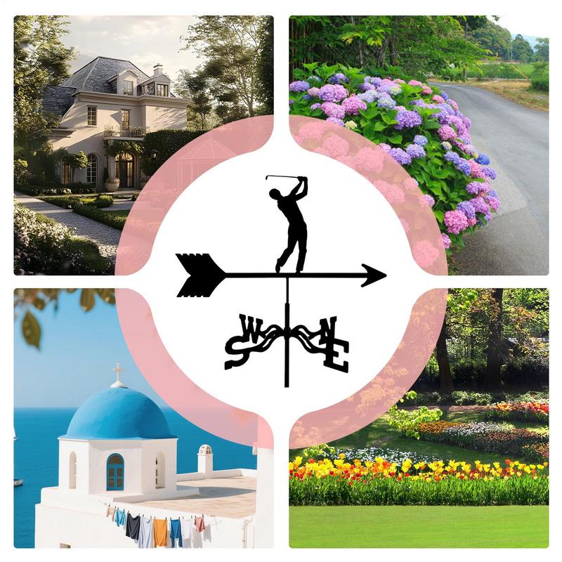 Weather Vanes For Yard Weather-Resistant Wind Vane Golf Design Rust-Proof Metal Direction Indicator Windmill Roof Mount For
