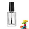 1Pcs 15Ml Black Lid Square Small Shaped Empty Glass Nail Polish Clear Bottles With Balck Cap And Soft Brush For Travel And Home