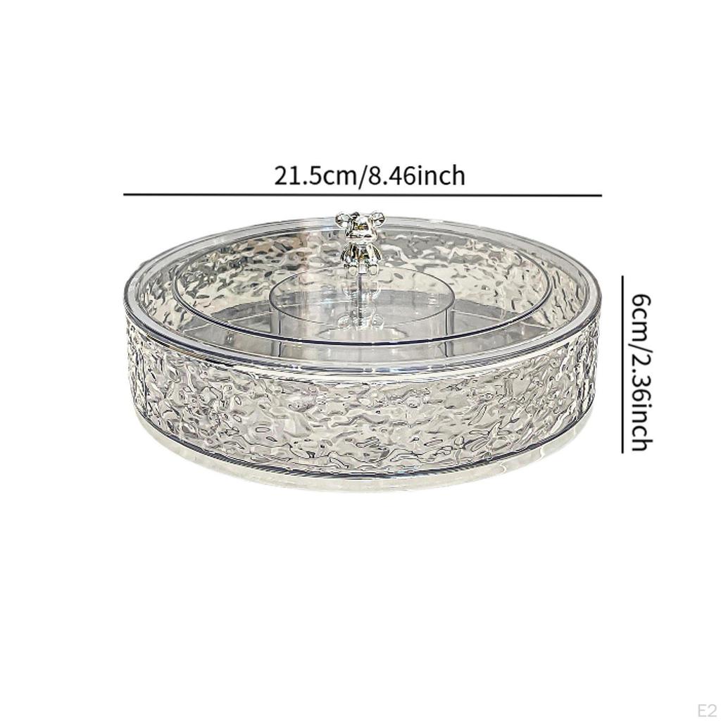 Compartmentalized Appetizer Serving Tray with Lid And Cover, Round Storage Box for Nuts, Sweets,