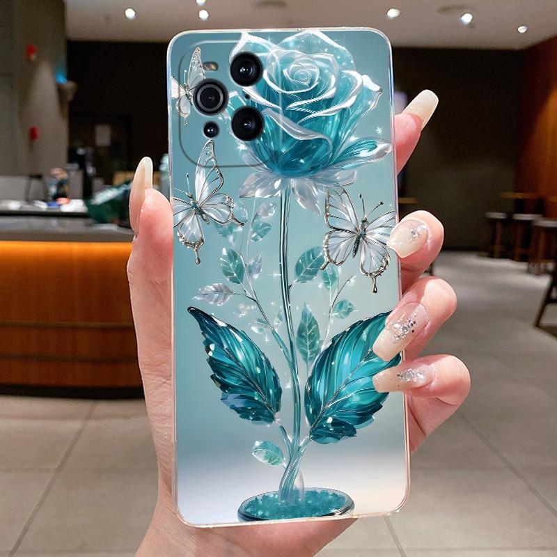 Case For OPPO Find X3 / Find X3 Pro Casing Clear Luxury Fashion Butterfly Flower Soft TPU Silicone Cover For FindX3 X3Pro Bumper
