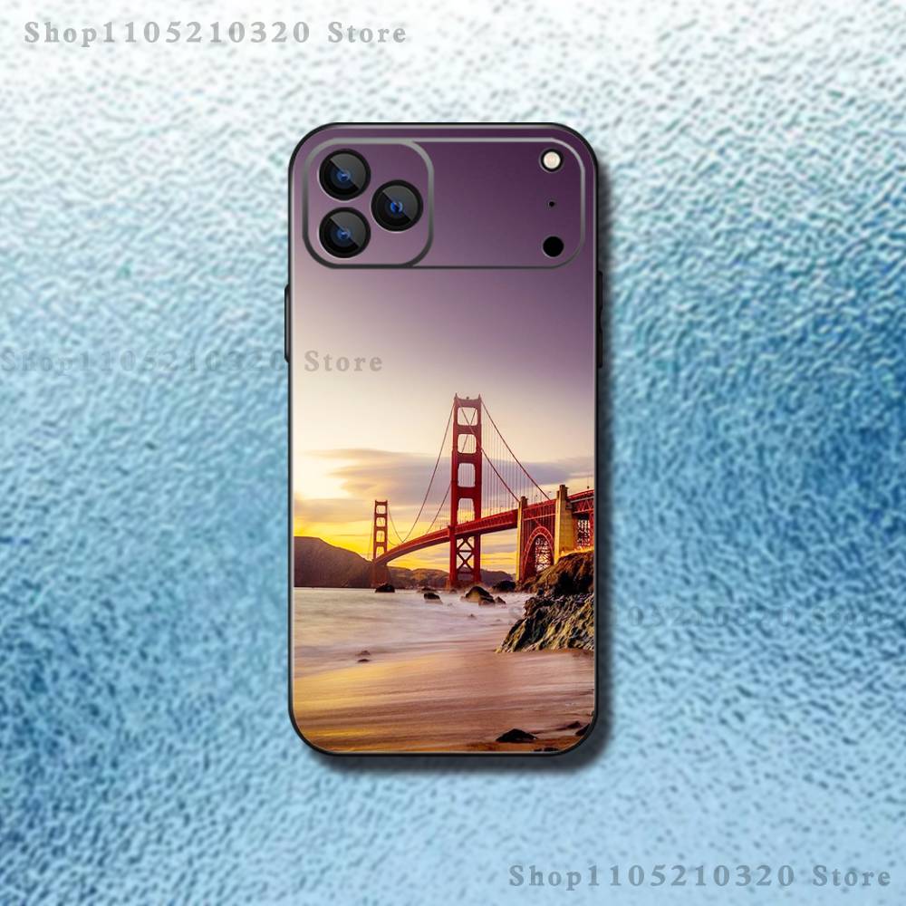 

USA Golden Gate Bridge Phone Case For iPhone 17,16,15,14,13,12,11,Pro,Max,Plus,E,Air,Mini Protective Black Cover iPhone13PROMAX