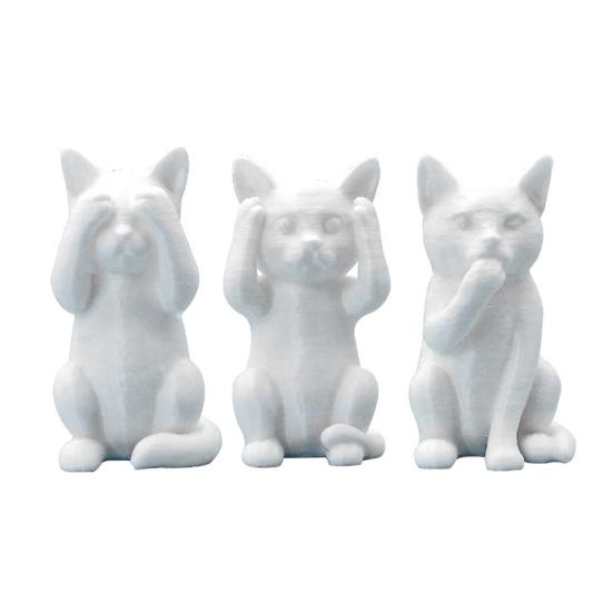 Smart Cat Ornament No See Speak Hear Mini Cat Statue Plastic Animal Sculpture Home Office Desktop Bookshelf Decoration