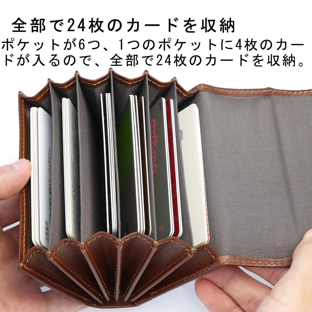 Governor Lederhandwerker Herren Großraum Akkordeon Kartenetui, Echtes Tochigi-Leder, 24 Karten, Akkordeon-Kartenetui, GV016 CA (Karamell)