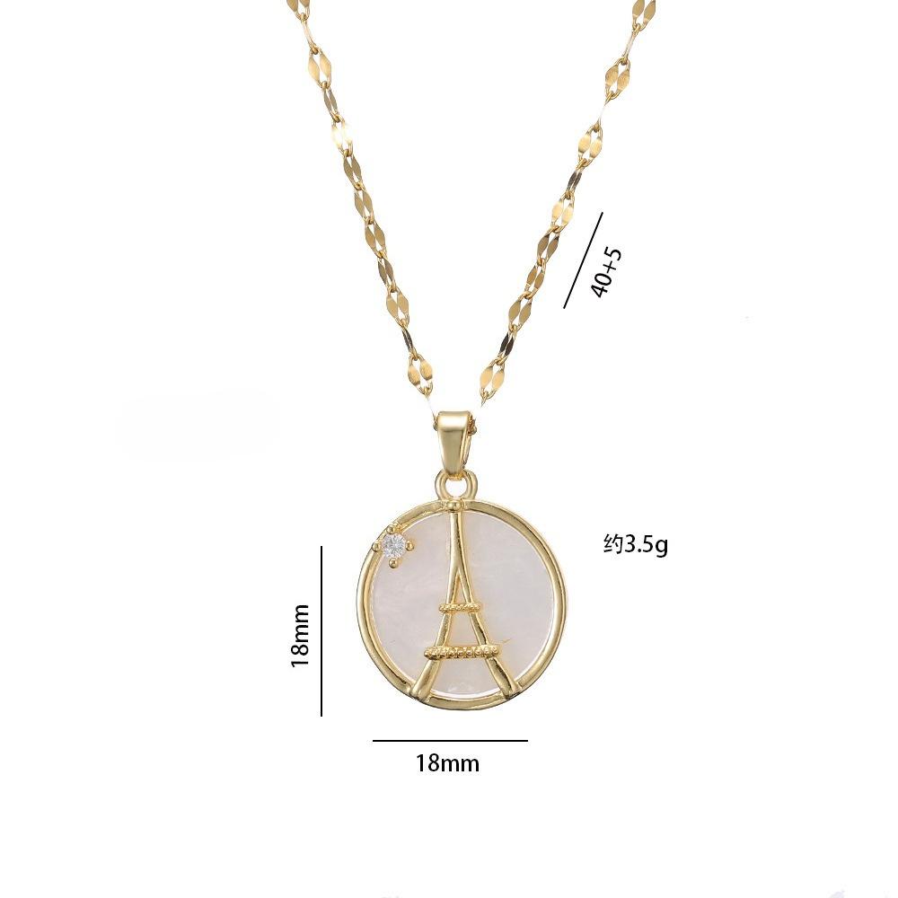 1 Stück Eiffelturm Anhänger Kupfer Halskette Stilvolle Titanstahl Schlüsselbein Kette Geschenk Damen Mädchen Elegantes Zubehör