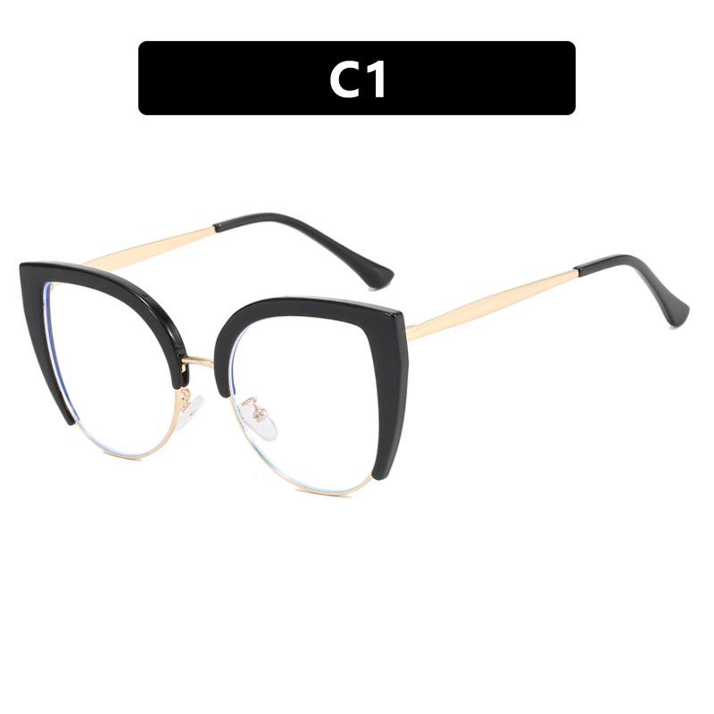 Cat-Eye Semi-Rimless Large Anti-Blue Light Eyeglass Frames, 2023 Retro Trend, European & American Style.