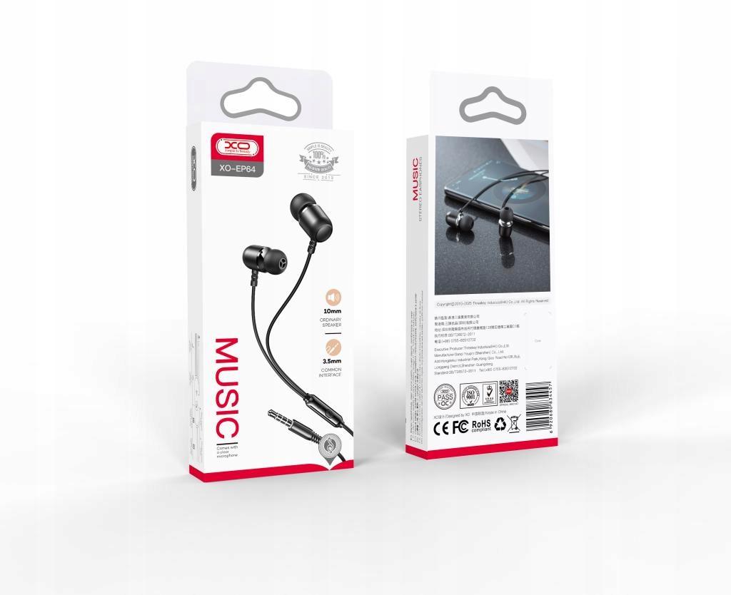 XO EP64 wired headphones 3.5mm jack in-ear black