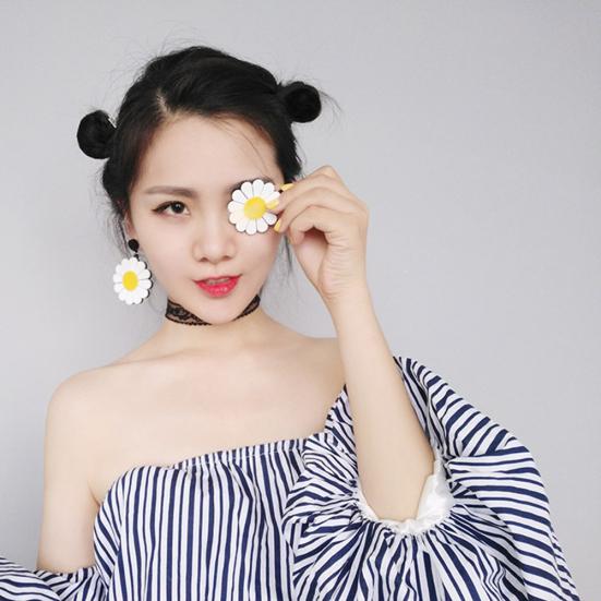 Fashion Acrylic Big Flower Dangle Earrings Piercing Ear Pendant Women Party Decor