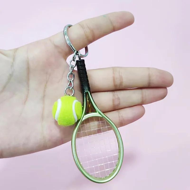 Chaveiro Criativo de Tênis Colorido Raquete de Tênis Mini Bola Fofa Estilo Esportivo Pingente de Chaveiro Lembrança Engraçada