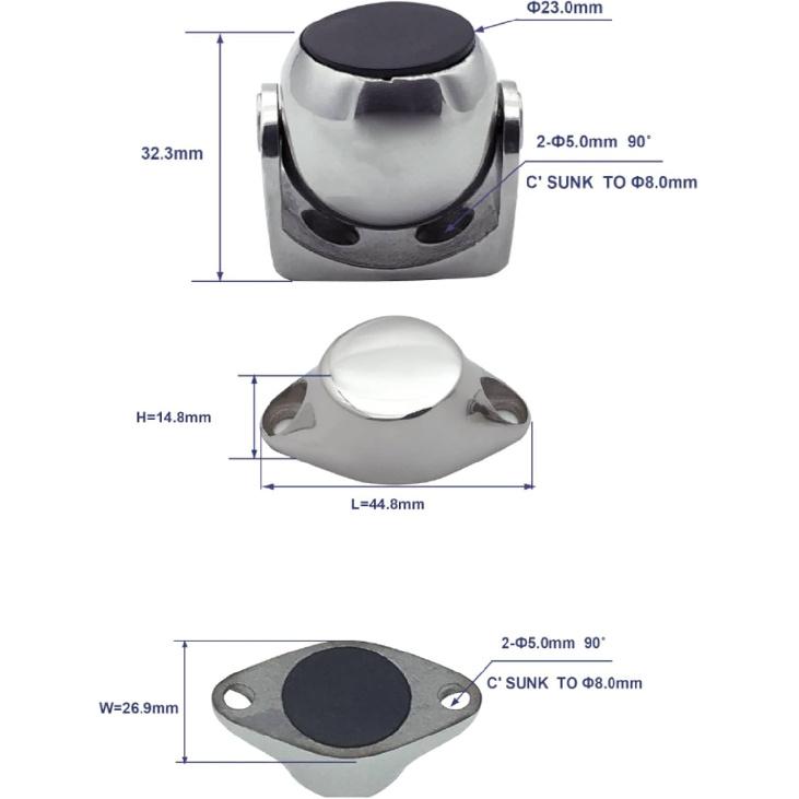 Magnetic Door Stopper 316 Stainless Steel Magnetic Door Stop Catch Holder Adjustable Metal Magnetic Door Holder for Boats Marine Bedroom Door