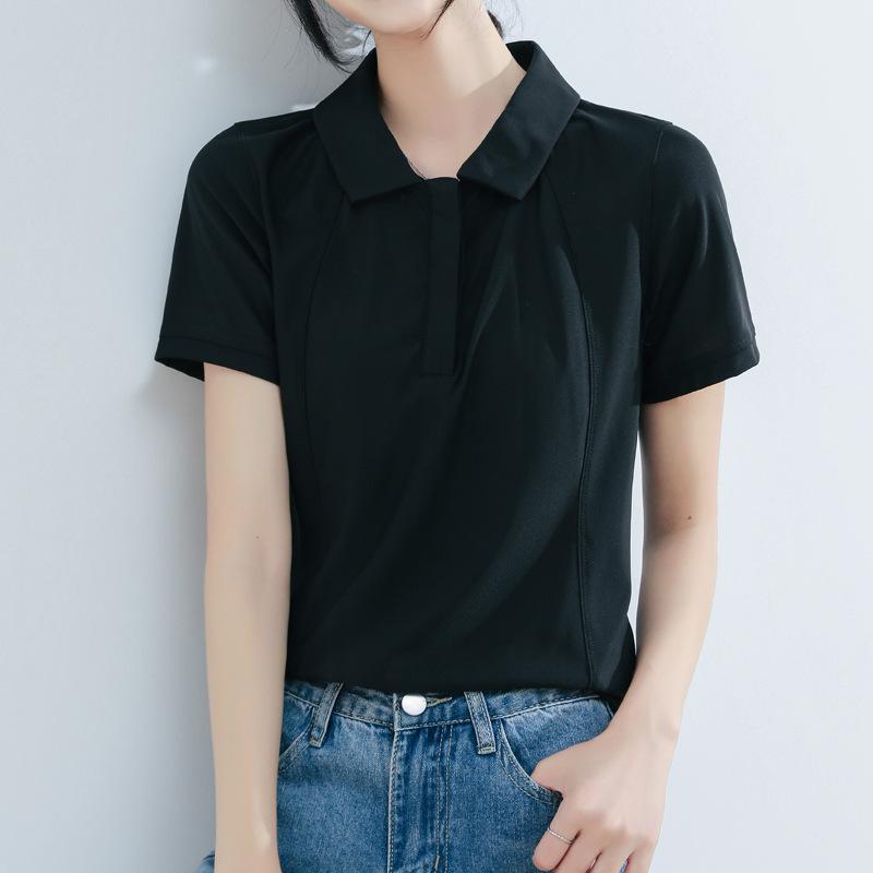 New Summer Casual Age-reducing Short-sleeved T-shirt for Women Simple Texture Sports Thin Women's Polo T-shirt