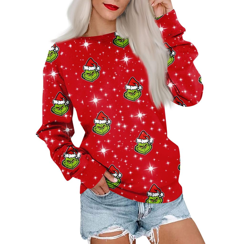 Women's Casual CrewNeck Sweatshirt Loose Soft Print Long Sleeve Pullover Tops