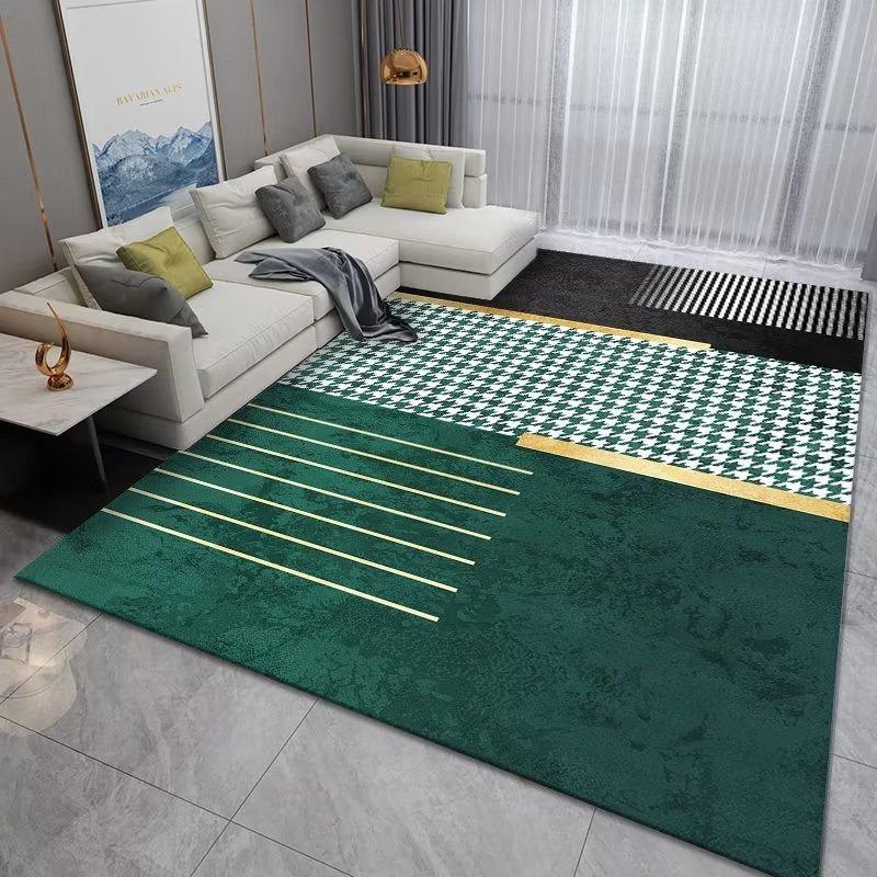 Modern Luxury Decoration Bedroom Carpet Big Size Antiskid Foldable Rug Living Room Décor Green Geometric Cloakroom Floor Mat