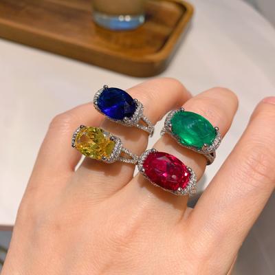 Anello Gioiello da Donna Anello Tesoro Colore Imitazione Lussuoso Incastonato con Diamanti da Donna Anello Dan Pietra Principale 10 * 14
