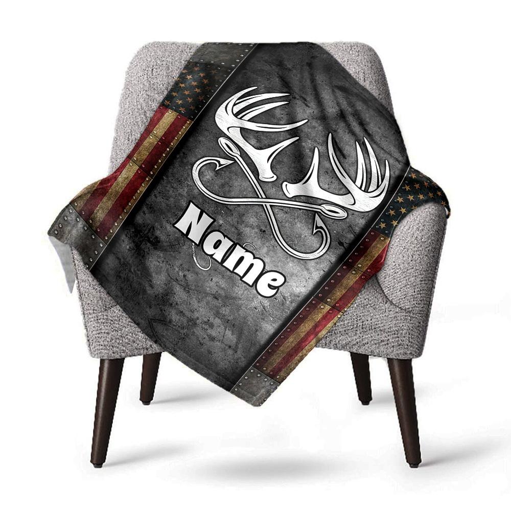 Hunting Fishing American Flag Personalized Home Customize Your Name Blankets Comfortable Soft Lightweight Allseason Multipurpose Blanket For Picnic