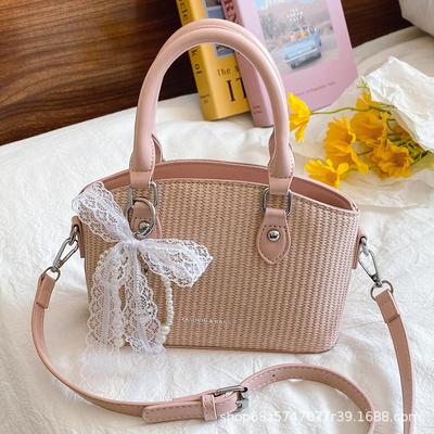 2025 New Style of Foreign Style Woven Small Bag Sen Cute Women's Bag Summer Popular Silk Scarf Crossbody Bag Hand-held Bucket Bag