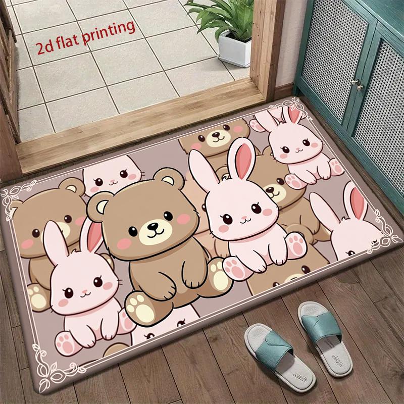 Cute Bear & Bunny Pattern Living Room Decoration Home Sofa Non-Slip Carpet Study Bedroom Tatami Children'S Soft Floor Mat