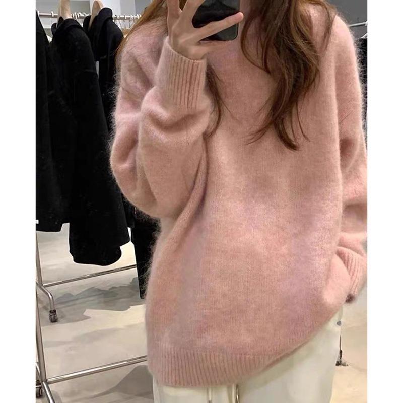 Höst- och vintertröja med rund hals för kvinnor Mode Lös Mjuk Bas Stickade Tröjor Kvinnor Elegant Slim Fit Kontorsdam Tröjor Toppar 25651