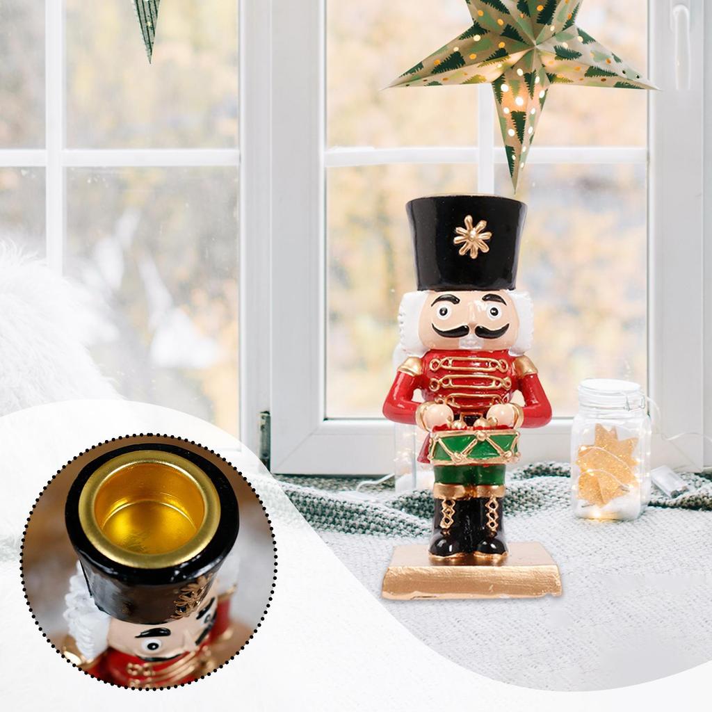 Nutcracker Candle Holder Candlestick Holder Festive Candle Stand Desktop Decoration 4.53inch Nutcracker Ornament for Holiday