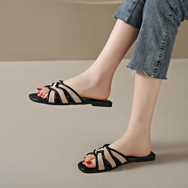 

Fashion slippers 2025 summer new fashion versatile design flat non-slip slippers outdoor casual comfortable women s shoes 38 чорний