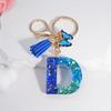 26 English Alphabet Letter Tassels Keychain Crystal Acrylic Butterfly Pendent Key Chain Women Gift Fashion Jewelry Accessories